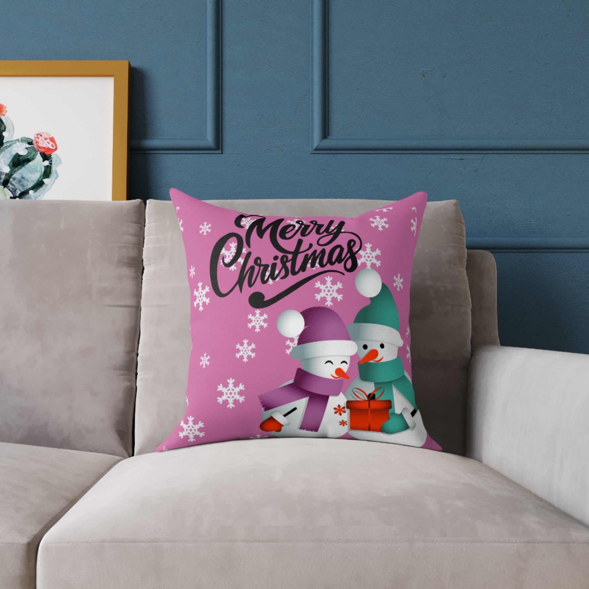 Merry Christmas Snowman Pillow, Festive Home Decor, Holiday Cushion, Cozy Gift, Winter Decoration