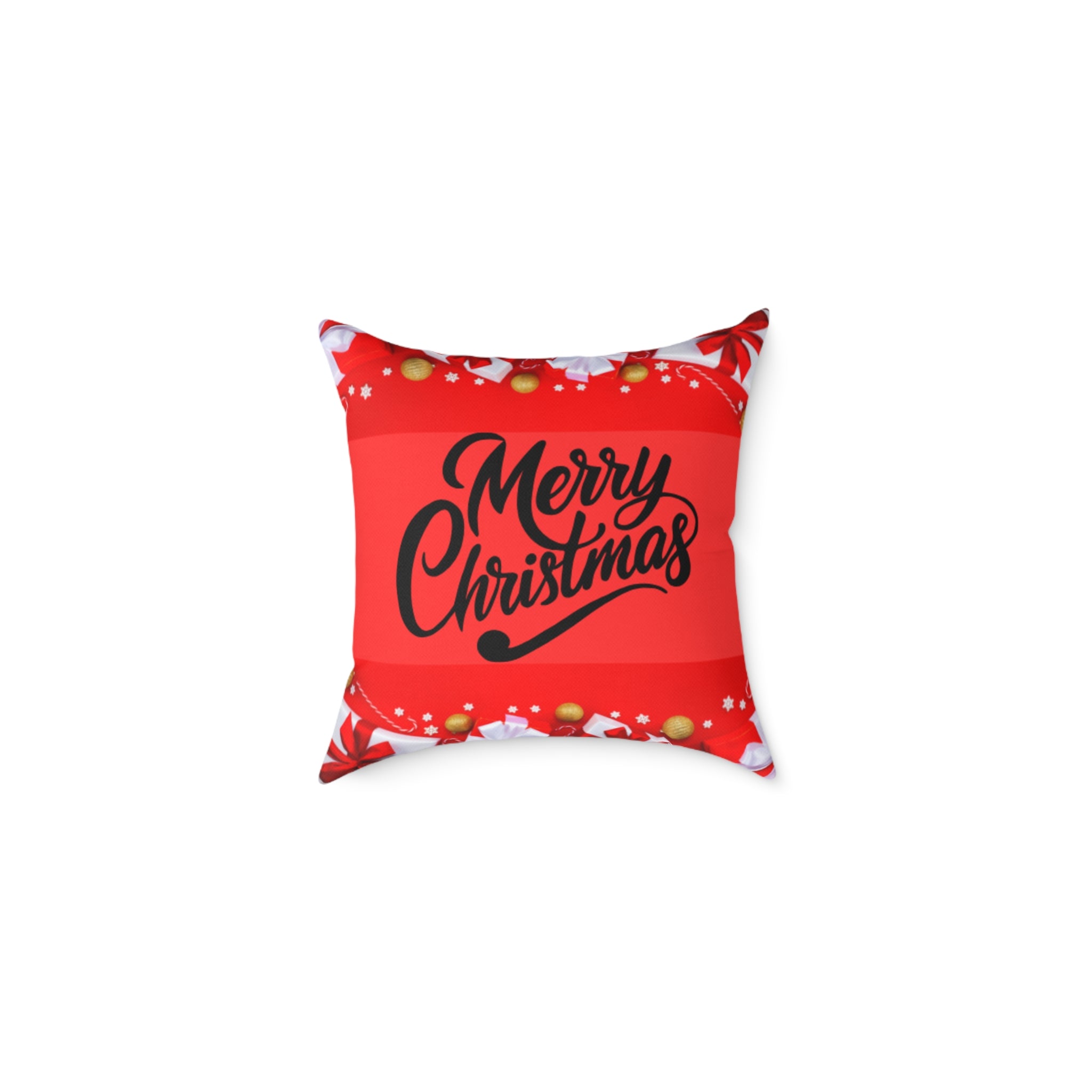 Merry Christmas Square Poly Canvas Pillow, Holiday Decor, Festive Home Accent, Christmas Gift, Cozy Throw Cushion, Seasonal Home Decor