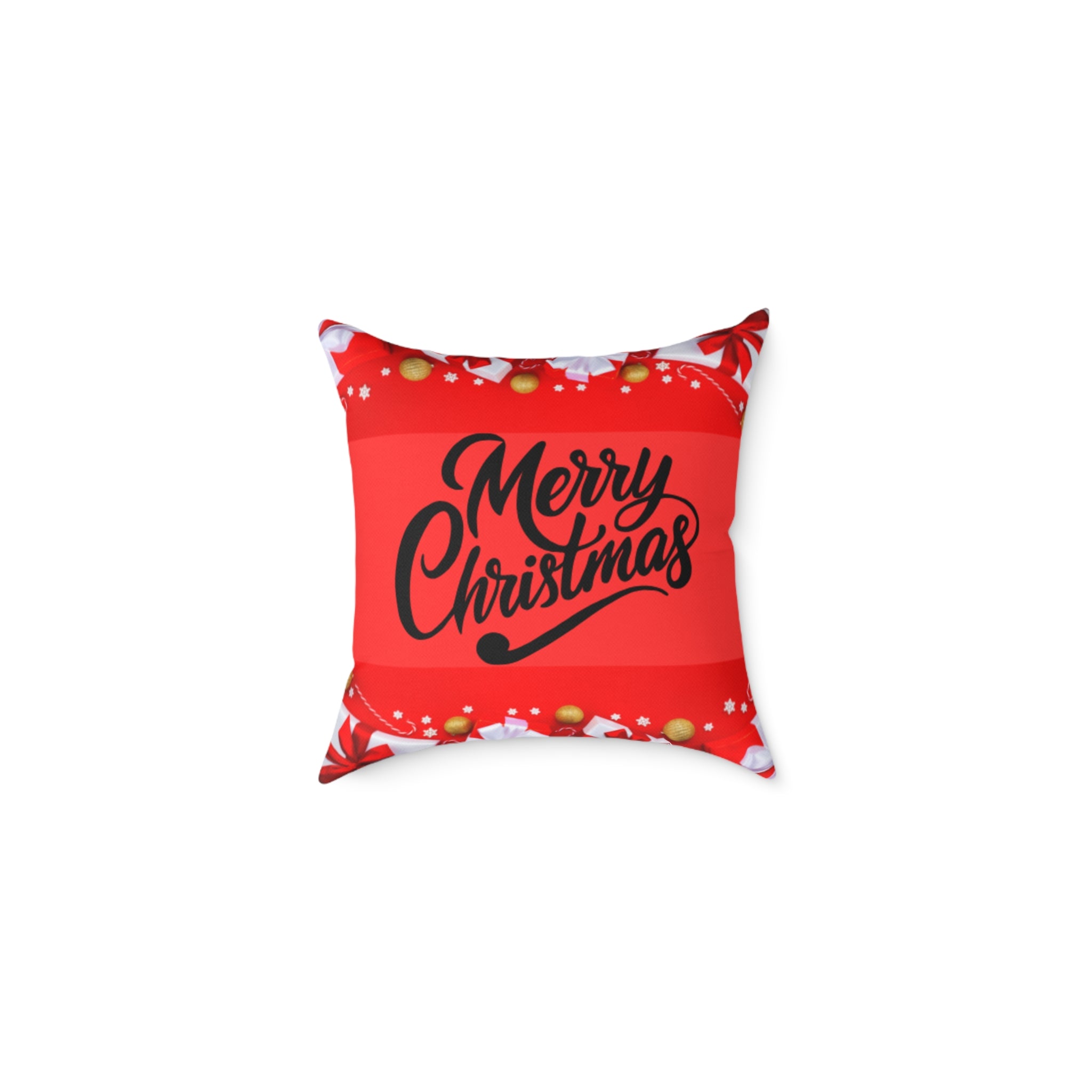Merry Christmas Square Poly Canvas Pillow, Holiday Decor, Festive Home Accent, Christmas Gift, Cozy Throw Cushion, Seasonal Home Decor