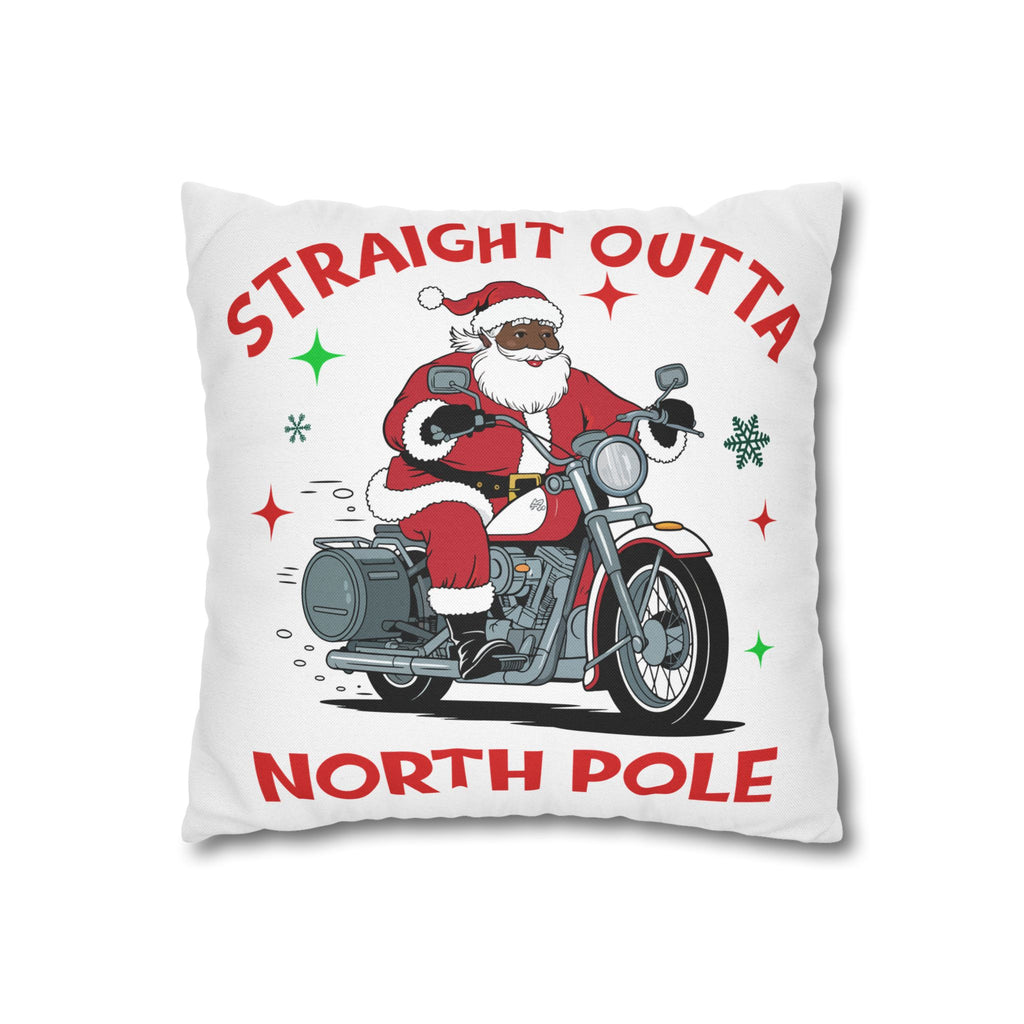 Christmas Santa Motorcycle Pillowcase, Holiday Home Decor, Gift for Bikers, Festive Cushion Cover, North Pole Decor