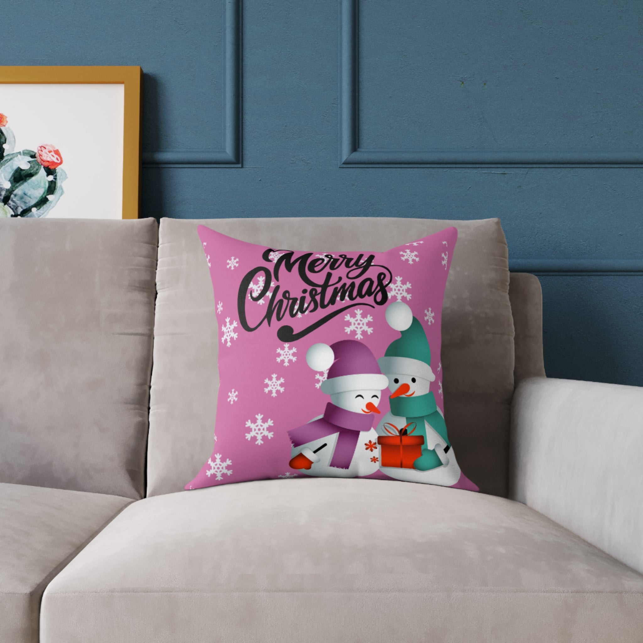 Merry Christmas Snowman Pillow, Festive Home Decor, Holiday Cushion, Cozy Gift, Winter Decoration