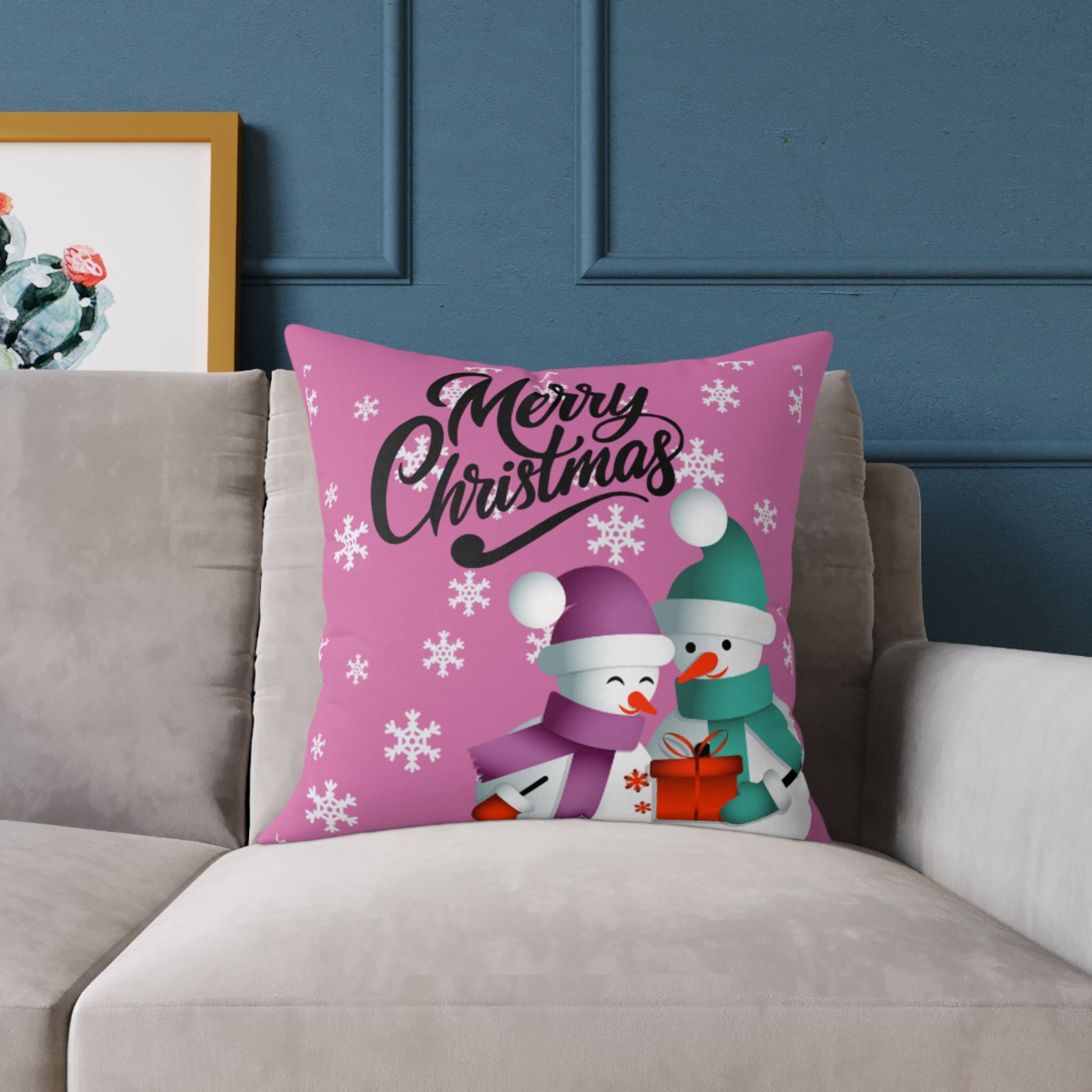Merry Christmas Snowman Pillow, Festive Home Decor, Holiday Cushion, Cozy Gift, Winter Decoration