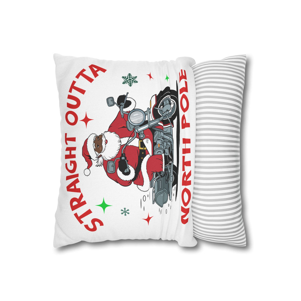 Christmas Santa Motorcycle Pillowcase, Holiday Home Decor, Gift for Bikers, Festive Cushion Cover, North Pole Decor