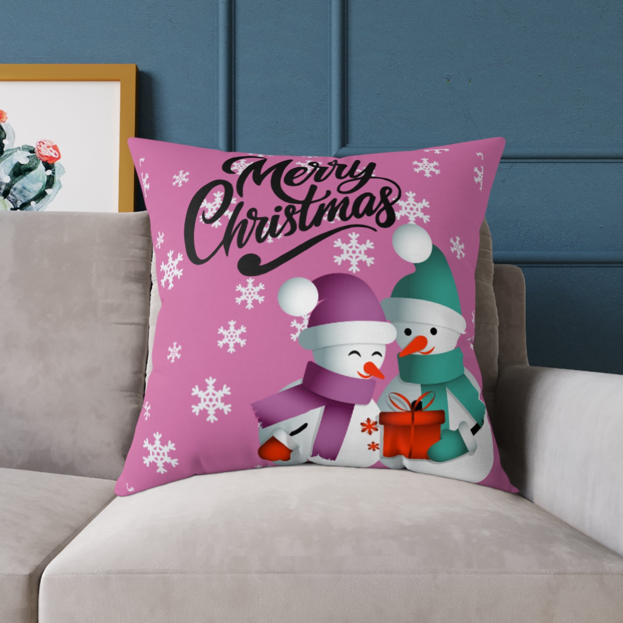 Merry Christmas Snowman Pillow, Festive Home Decor, Holiday Cushion, Cozy Gift, Winter Decoration