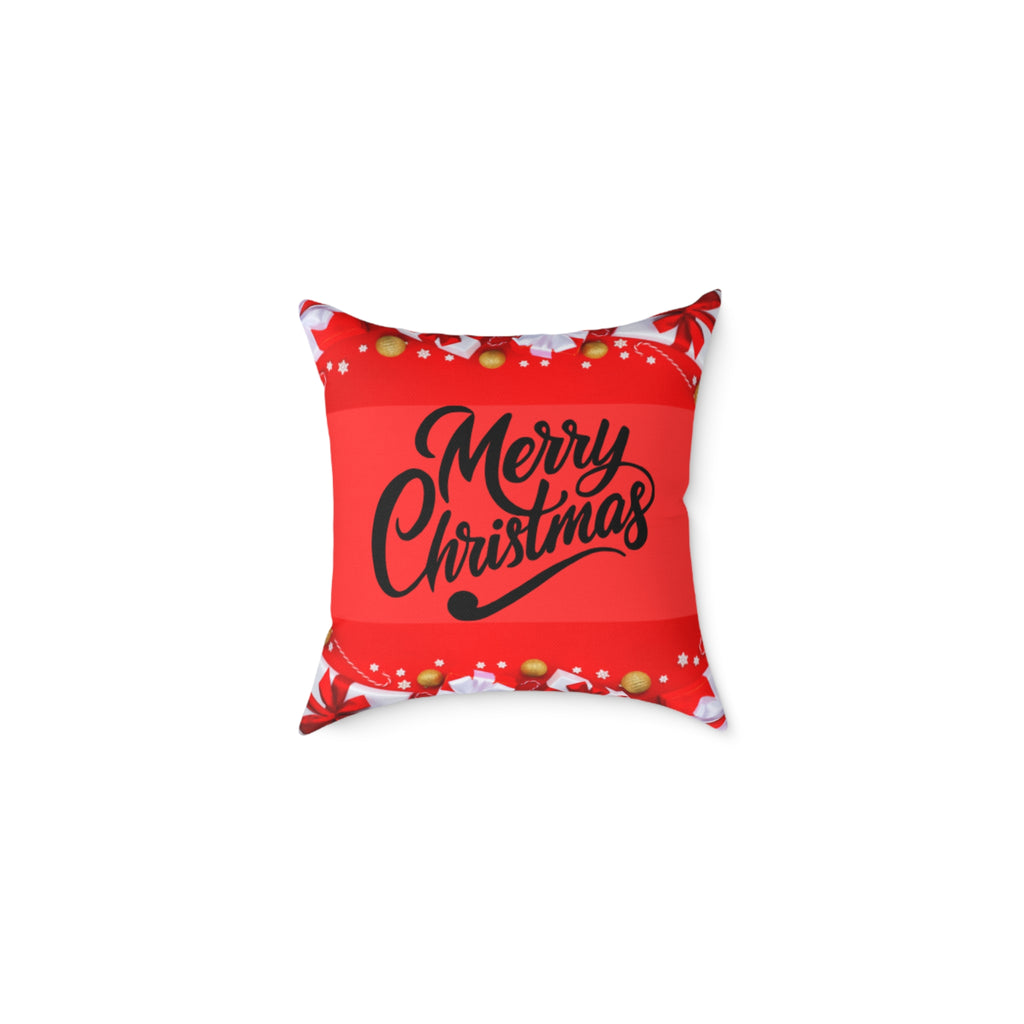 Merry Christmas Square Poly Canvas Pillow, Holiday Decor, Festive Home Accent, Christmas Gift, Cozy Throw Cushion, Seasonal Home Decor