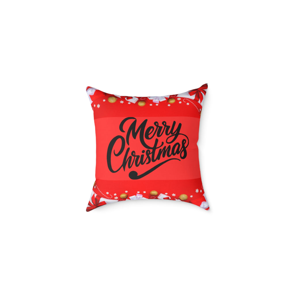 Merry Christmas Square Poly Canvas Pillow, Holiday Decor, Festive Home Accent, Christmas Gift, Cozy Throw Cushion, Seasonal Home Decor