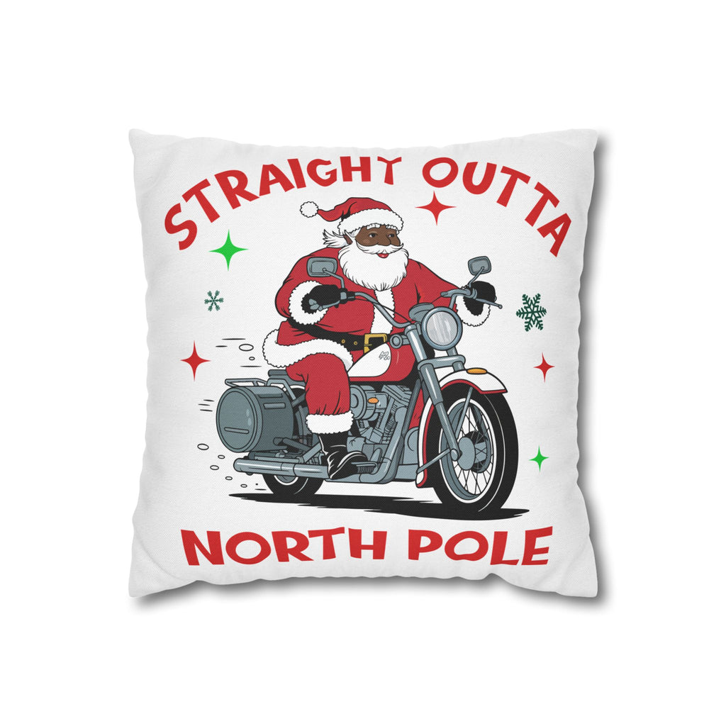 Christmas Santa Motorcycle Pillowcase, Holiday Home Decor, Gift for Bikers, Festive Cushion Cover, North Pole Decor