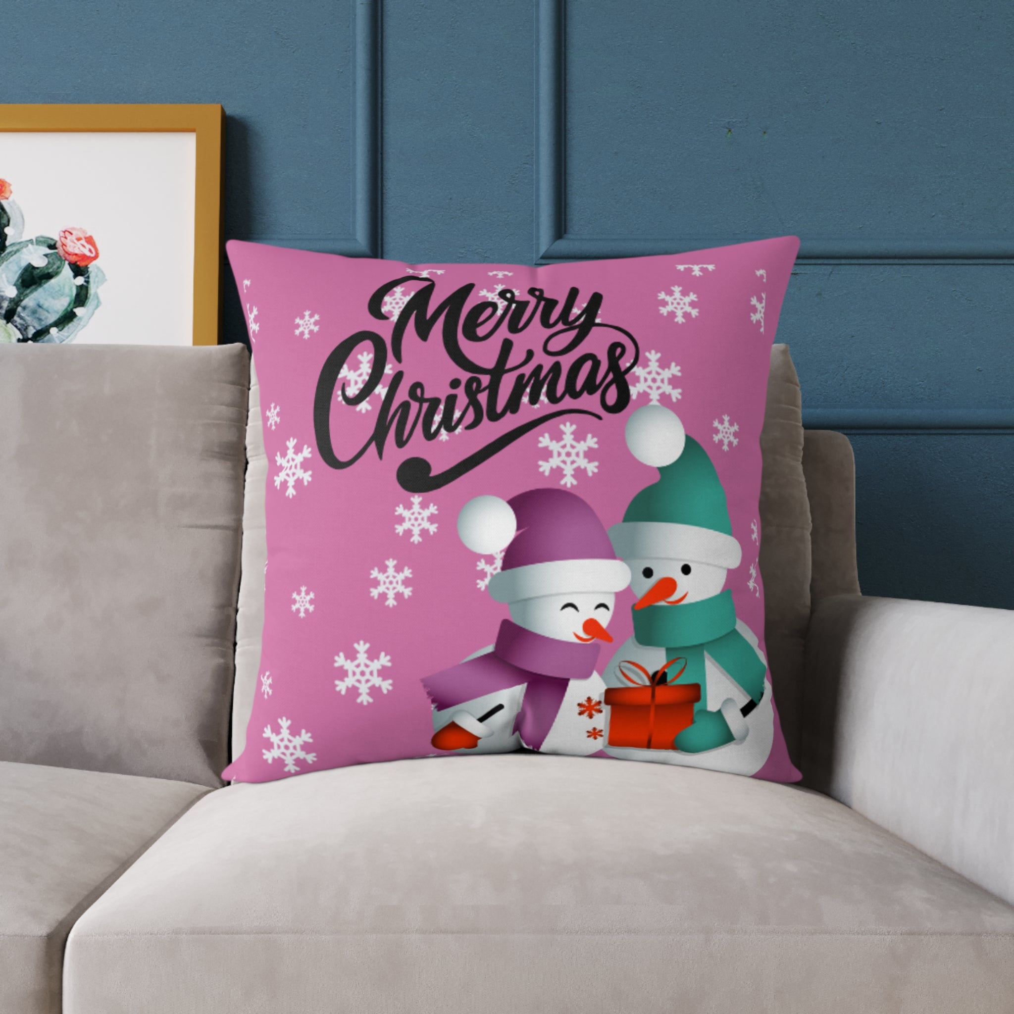 Merry Christmas Snowman Pillow, Festive Home Decor, Holiday Cushion, Cozy Gift, Winter Decoration
