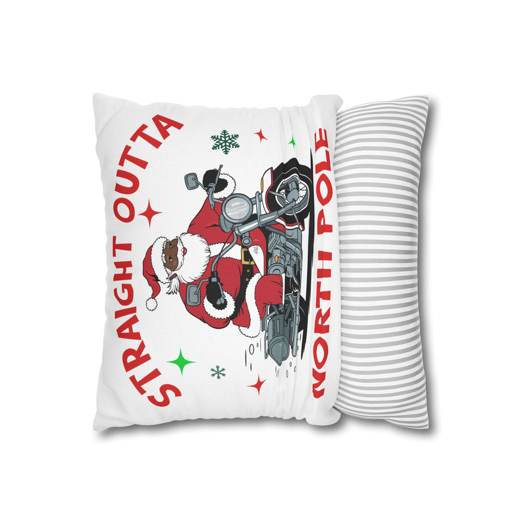 Christmas Santa Motorcycle Pillowcase, Holiday Home Decor, Gift for Bikers, Festive Cushion Cover, North Pole Decor